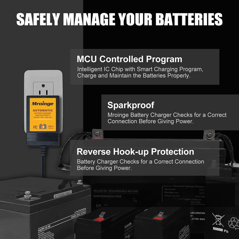 Mroinge Trickle Charger 12V 1000mA Smart Battery Charger & Maintainer and Automatic Float Charger for Motorcycle, ATV, Lawnmowers and More - Image 4